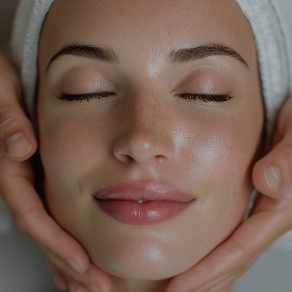 Close up of woman getting a facial.